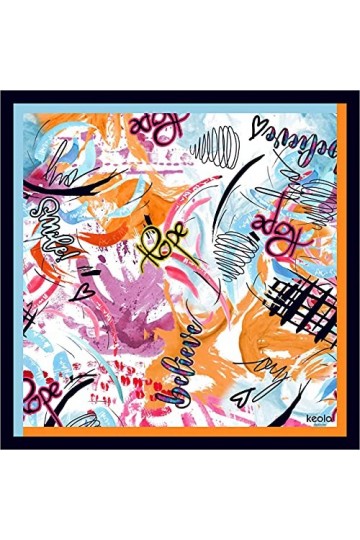 Keola Fabrics Graphique Echarpe, châle, Bleu, 70x70 Femme