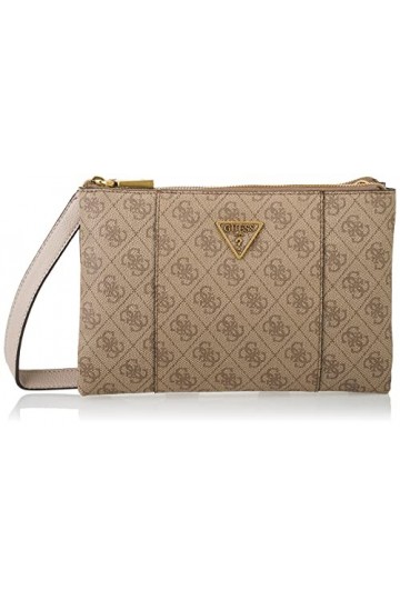 GUESS, Noelle Sac à bandoulière double fermeture éclair Femme, latte, Taille unique