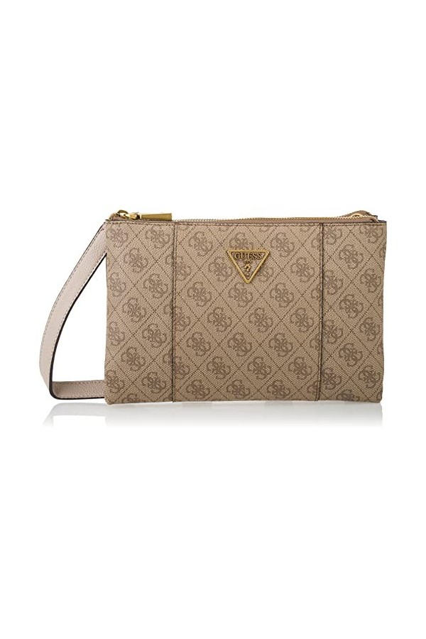 GUESS, Noelle Sac à bandoulière double fermeture éclair Femme, latte, Taille unique
