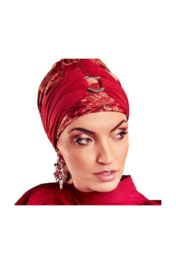 Boho Spirit Ensemble Turban imprimé Beau et Confortable de la Marque Danish, Multicolore, Taille Unique Femme