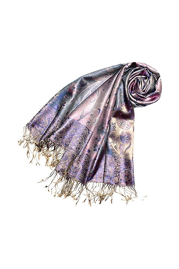LORENZO CANA Pashmina pour la femme - écharpe de 100% soie avec les mesures de 70 x 190 cm - fait à la main – souple élégant 