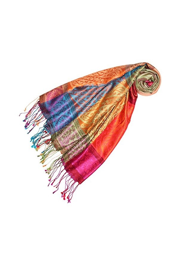 LORENZO CANA Pashmina pour la femme - écharpe de 100% soie avec les mesures de 70 x 190 cm - fait à la main – souple élégant 