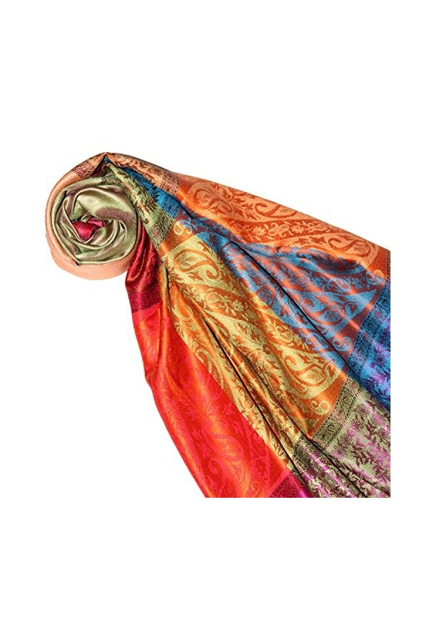 LORENZO CANA Pashmina pour la femme - écharpe de 100% soie avec les mesures de 70 x 190 cm - fait à la main – souple élégant 