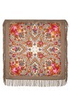Pavlovo Posad Shawl Manufactory Écharpe russe pour femme 100 % laine, avec cachemire et fleurs, avec franges en laine, étole 