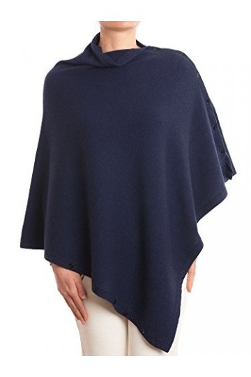 DALLE PIANE CASHMERE - Poncho avec boutons en cachemire mélange - Femme, Couleur: Bleu, Taille unique
