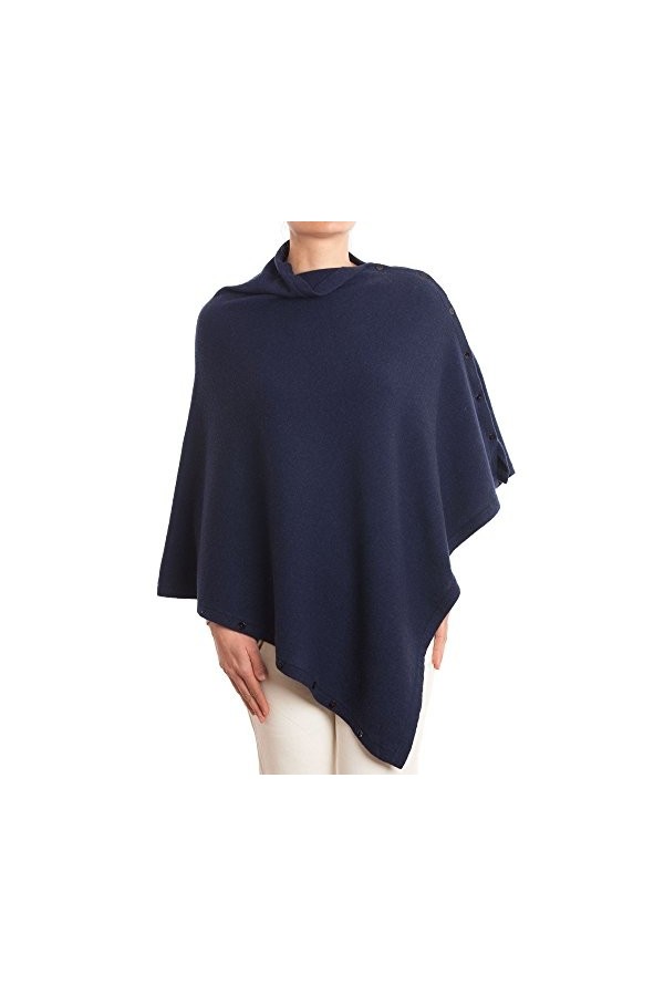 DALLE PIANE CASHMERE - Poncho avec boutons en cachemire mélange - Femme, Couleur: Bleu, Taille unique