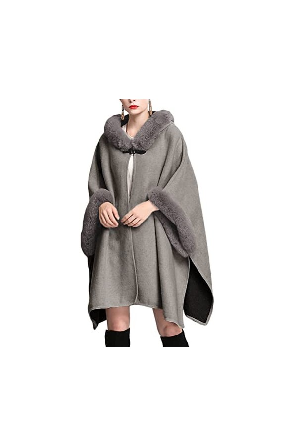 Onsoyours Poncho Châle dhiver Femme Écharpe Cape Épaissie Elégant Chaud Grand Taille Foulard Manteau de Laine avec Col en Fa