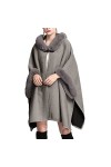 Onsoyours Poncho Châle dhiver Femme Écharpe Cape Épaissie Elégant Chaud Grand Taille Foulard Manteau de Laine avec Col en Fa