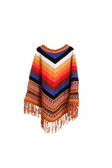 JUZHIJIA Manteau de voyage péruvien style national à pompons pour femme automne hiver couverture chaude poncho cape rose, 2, 