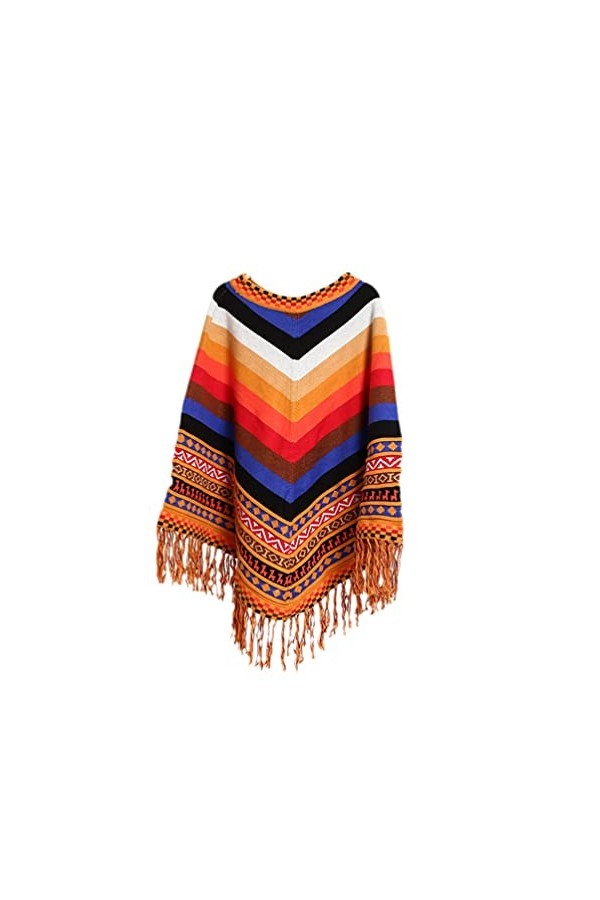 JUZHIJIA Manteau de voyage péruvien style national à pompons pour femme automne hiver couverture chaude poncho cape rose, 2, 