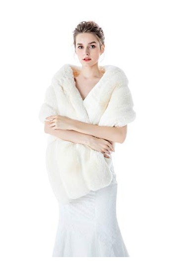 BEAUTELICATE Châle Étole Fourrure Artificielle Écharpe Cape Épaisse De Femme Mariée Demoiselle dhonneur Mariage Soirée Hiver