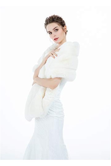 BEAUTELICATE Châle Étole Fourrure Artificielle Écharpe Cape Épaisse De Femme Mariée Demoiselle dhonneur Mariage Soirée Hiver
