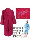 Peignoir de bain douche ROSE FUSHIA personnalisé et brodé avec un prénom, col chale, femme homme, cadeau anniversaire, fête d