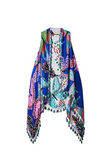 Desigual Femme Fou_butterflies Reversible Foulard tendance, Bleu, Taille unique EU