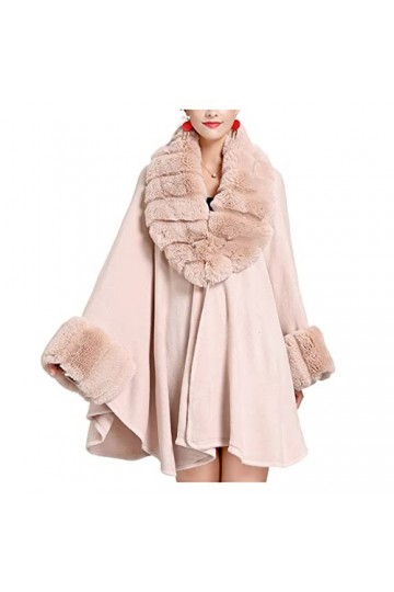 Cardigan Cape Women, Coll À Fourrure en Fausse Fourrure Plus Manteau De Châle De Taille, Cap pour