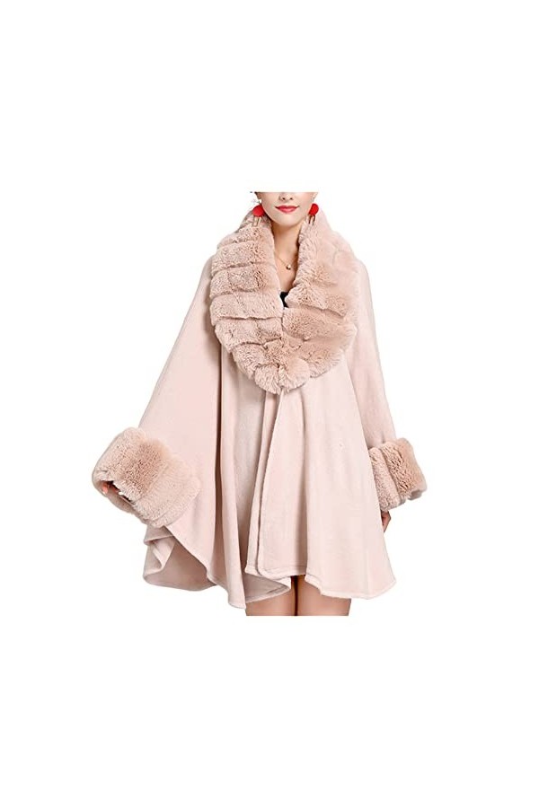 Cardigan Cape Women, Coll À Fourrure en Fausse Fourrure Plus Manteau De Châle De Taille, Cap pour