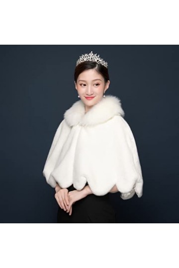 Châle en fausse fourrure pour mariée ou demoiselle dhonneur, blanc, taille unique