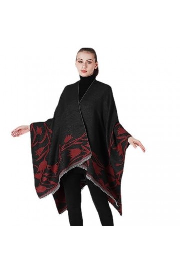 Femmes Châle Poncho Cape Cardigan Ouvert Devant Surdimensionné Écharpe Dhiver Noir Plage Couvrir Vêtements de Plage pour Le 