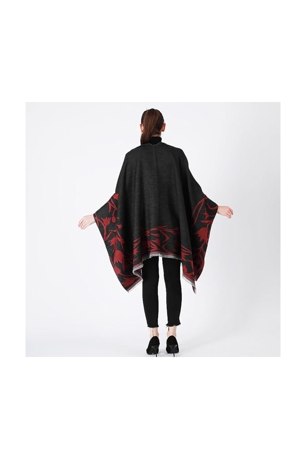 Femmes Châle Poncho Cape Cardigan Ouvert Devant Surdimensionné Écharpe Dhiver Noir Plage Couvrir Vêtements de Plage pour Le 