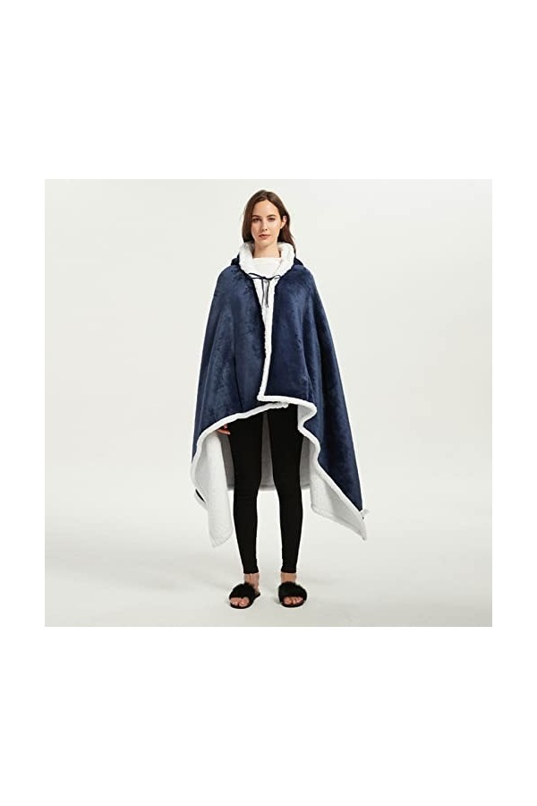 CLEMMO Sweats à Capuche Femme,Couverture châle Sieste,Couverture Portable Adulte,Laine d’Agneau Matériau Fait De,Idéal pour U