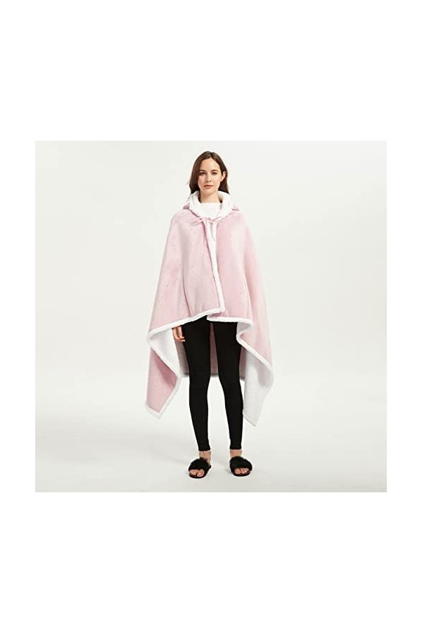 CLEMMO Sweats à Capuche Femme,Couverture châle Sieste,Couverture Portable Adulte,Laine d’Agneau Matériau Fait De,Idéal pour U