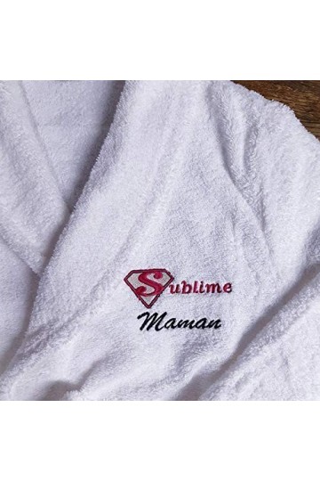 Peignoir de bain personnalisé MAMAN, SUBLIME, MAMIE, COPINE, FEMME, MARIEE col chale, brodé avec un prénom