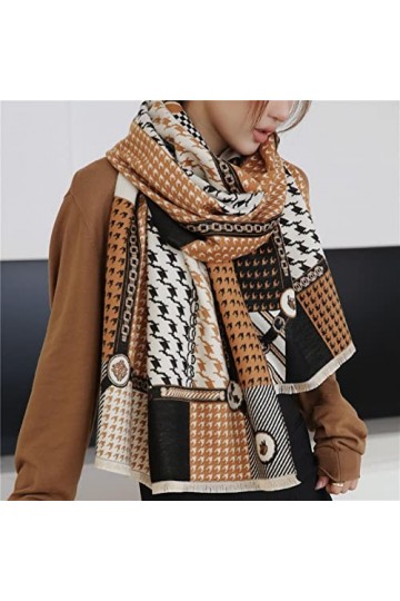 SUYGGCK Châle dhiver pour femmes Floral Pashmina Châles et écharpes Cachemire Épais Chaud Couverture pour femme Double Châle