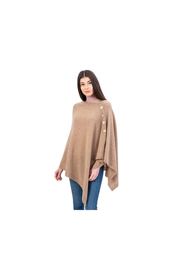SAOL Poncho en laine dagneau léger pour femme - Taille unique, bleu, taille unique