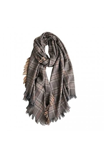 LUCBEI Châle classique à carreaux pour femme Automne et Hiver Écharpe en laine épaisse chaude Mode Polyvalent Châle double us