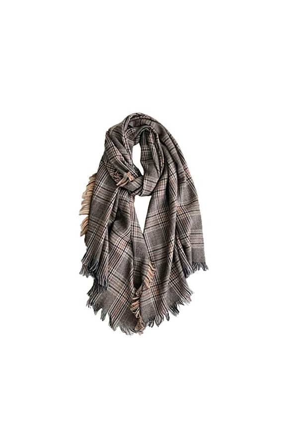 LUCBEI Châle classique à carreaux pour femme Automne et Hiver Écharpe en laine épaisse chaude Mode Polyvalent Châle double us