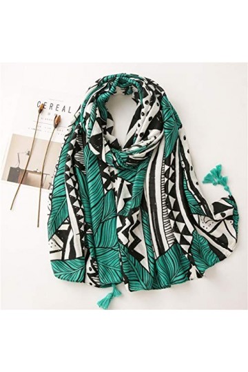 Automne Hiver Mode Feuilles Vertes Gland Viscose Châle Écharpe Femmes Imprimer Chaud et Wraps