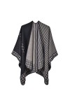 MXDVSN Poncho châle chaud pour femme ouvert sur le devant écharpe réversible pour femme tricotée coupe-vent cape long cardiga