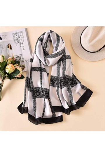 Qualité Foulards en Soie Femmes Bureau Chaud Grands Châles Lady Party Mode Belle Impression Plage Hijab Color : A 
