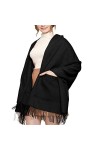KSQP Couverture en laine cachemire chaud châle pashmina longue et large couverture épaisse douce avec poche écharpes pour hom