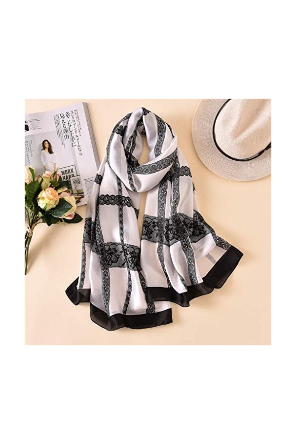 Qualité Foulards en Soie Femmes Bureau Chaud Grands Châles Lady Party Mode Belle Impression Plage Hijab Color : A 