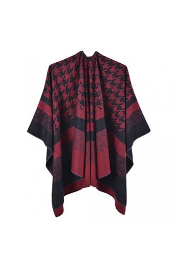 MXDVSN Poncho châle chaud ouvert sur le devant pour femme - Écharpe réversible en tricot coupe-vent - Cardigan long dextérie