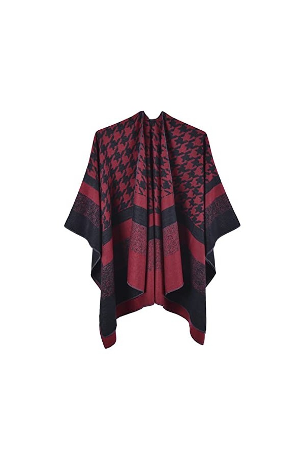 MXDVSN Poncho châle chaud ouvert sur le devant pour femme - Écharpe réversible en tricot coupe-vent - Cardigan long dextérie