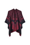 MXDVSN Poncho châle chaud ouvert sur le devant pour femme - Écharpe réversible en tricot coupe-vent - Cardigan long dextérie