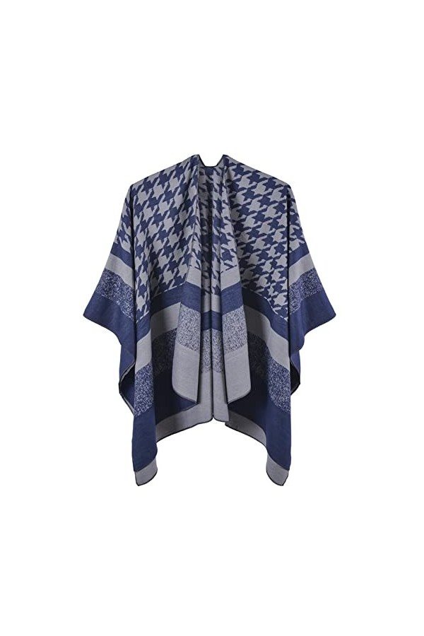 MXDVSN Poncho châle chaud ouvert sur le devant pour femme - Écharpe réversible en tricot coupe-vent - Cardigan long dextérie