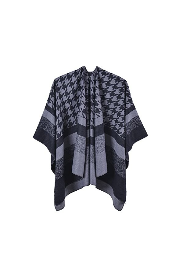 MXDVSN Poncho châle chaud ouvert sur le devant pour femme - Écharpe réversible en tricot coupe-vent - Cardigan long dextérie