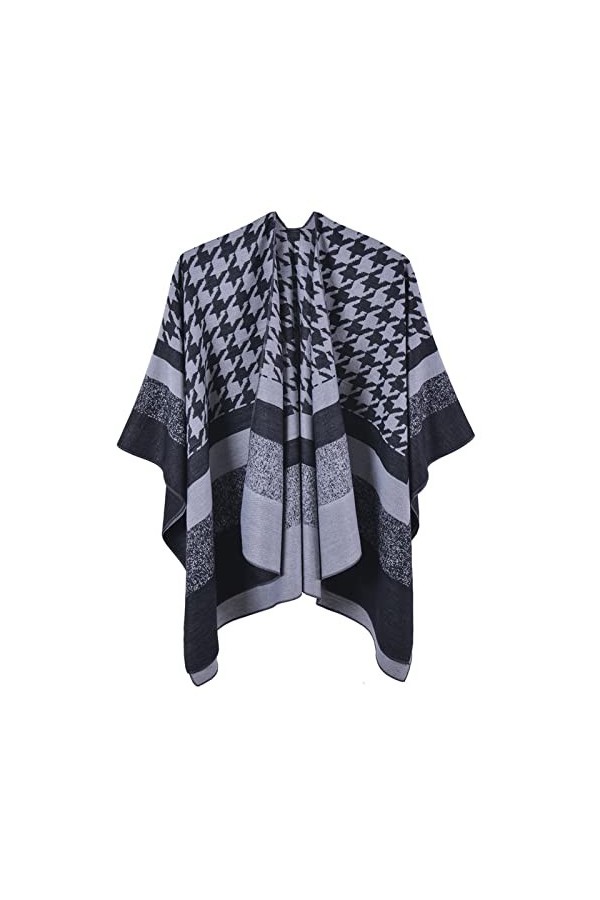 MXDVSN Poncho châle chaud ouvert sur le devant pour femme - Écharpe réversible en tricot coupe-vent - Cardigan long dextérie