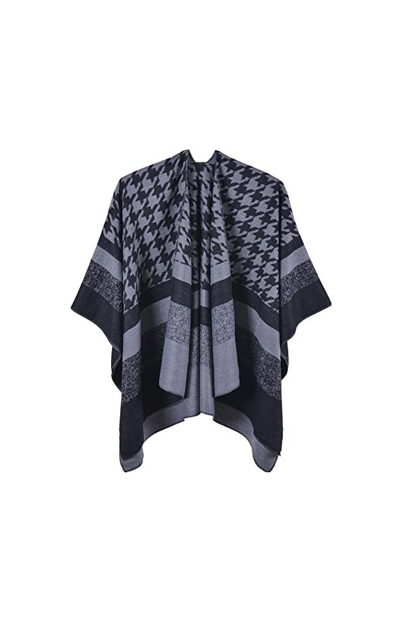 MXDVSN Poncho châle chaud ouvert sur le devant pour femme - Écharpe réversible en tricot coupe-vent - Cardigan long dextérie