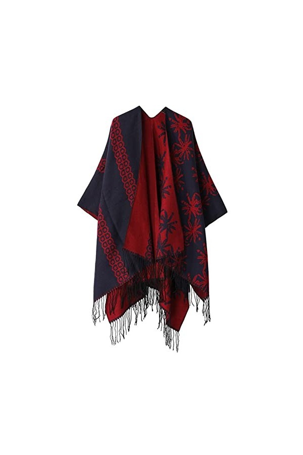 MXDVSN Poncho châle chaud ouvert sur le devant pour femme - Écharpe réversible pour printemps et automne - Capes cardigan de