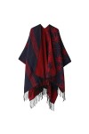 MXDVSN Poncho châle chaud ouvert sur le devant pour femme - Écharpe réversible pour printemps et automne - Capes cardigan de