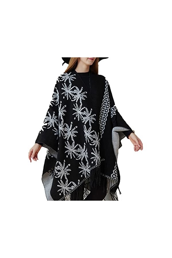 MXDVSN Poncho châle chaud ouvert sur le devant pour femme - Écharpe réversible pour printemps et automne - Capes cardigan de