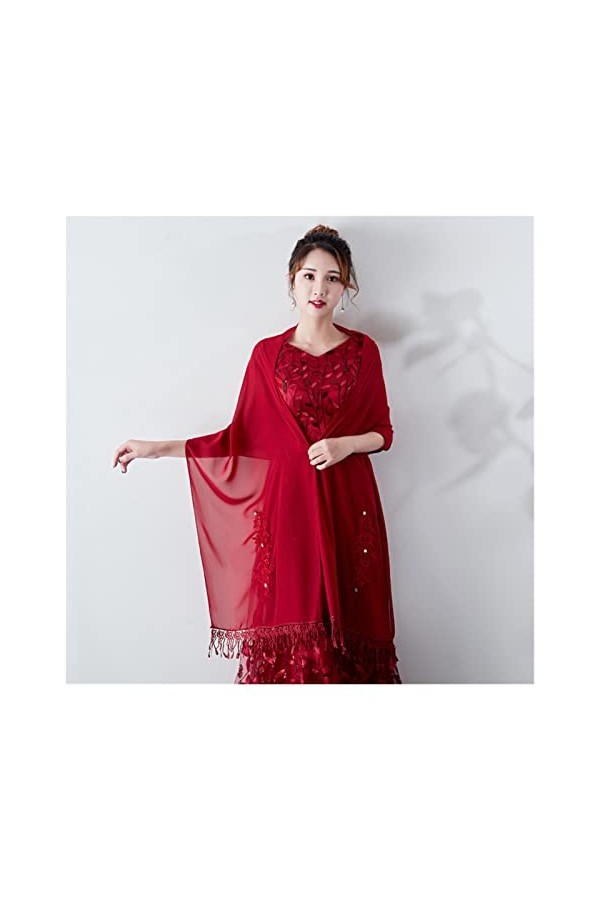 ZZZYW Longue Dentelle Applique Robe de soirée perlée Robe de Mariage châle châle hidal châle Accessoires de fête Color : 1, 