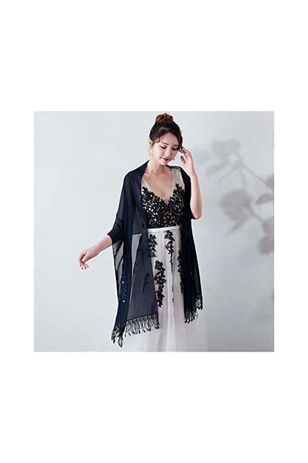 ZZZYW Longue Dentelle Applique Robe de soirée perlée Robe de Mariage châle châle hidal châle Accessoires de fête Color : 1, 