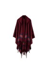 ZISTRCBAO Poncho Tricoté Pour Adulte, Cape Tricotée À Capuche, Châle Ample À Rayures, Châle Long En Cachemire, Pull Épais Pou