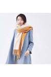 LITING Hiver Écharpe Pashmina Châle pour Femme Laine Cachemire Grande Réversible Épaisses Foulard Echarpe Automne Femme Homme