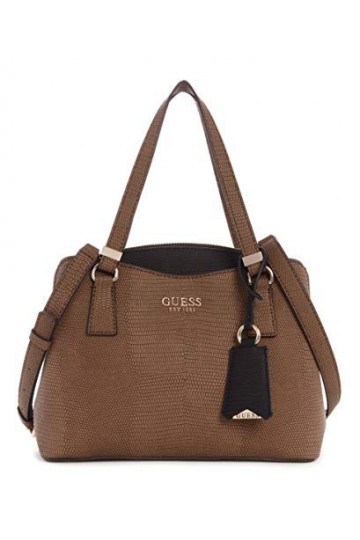 GUESS Lyndi Sacoche pour Petite Amie, Cartable, Sac à bandoulière Femme, Châtaigne Multicolore, Taille Unique